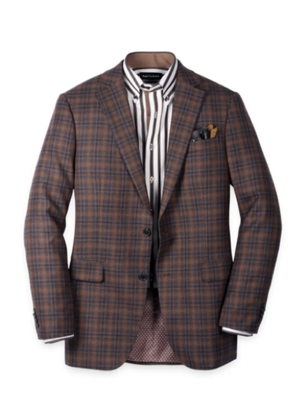 Luca Reds 1865. Brown/Blue Plaid Wool Blazer. Size 42R.